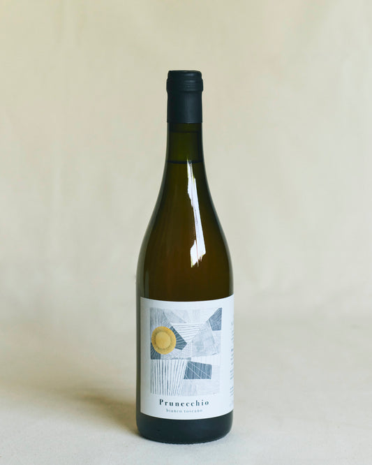 Fattoria Di Sammontana - Prunecchio Bianco Toscano 2024 – bottle of natural white wine from Tuscany with artistic label.